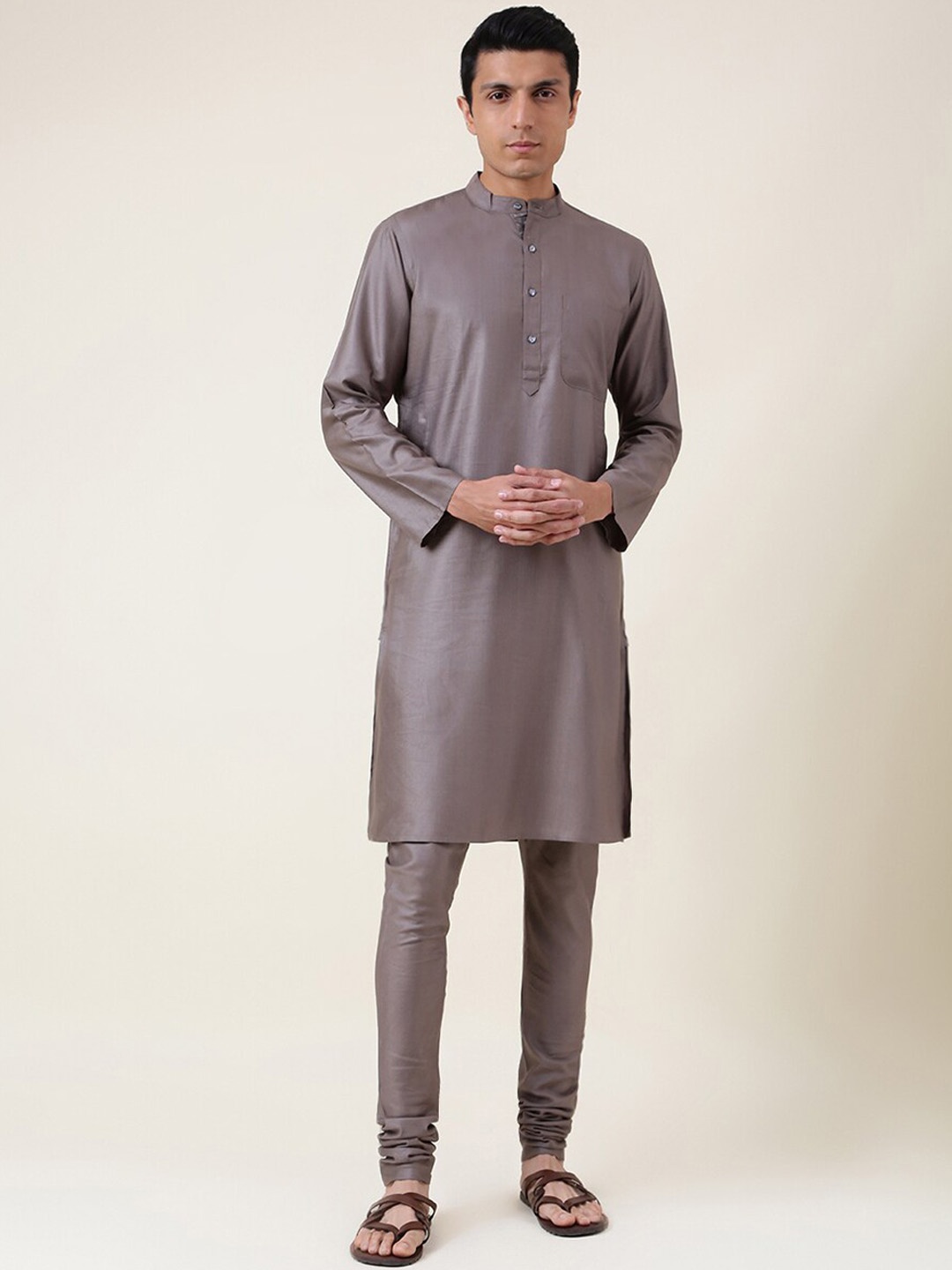 

Fabindia Men Grey Kurta with Churidar