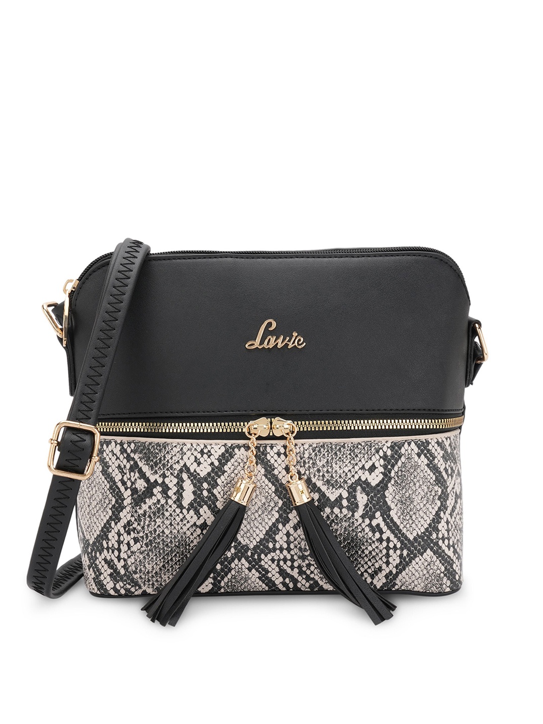 

Lavie Black Animal Printed Structured Sling Bag