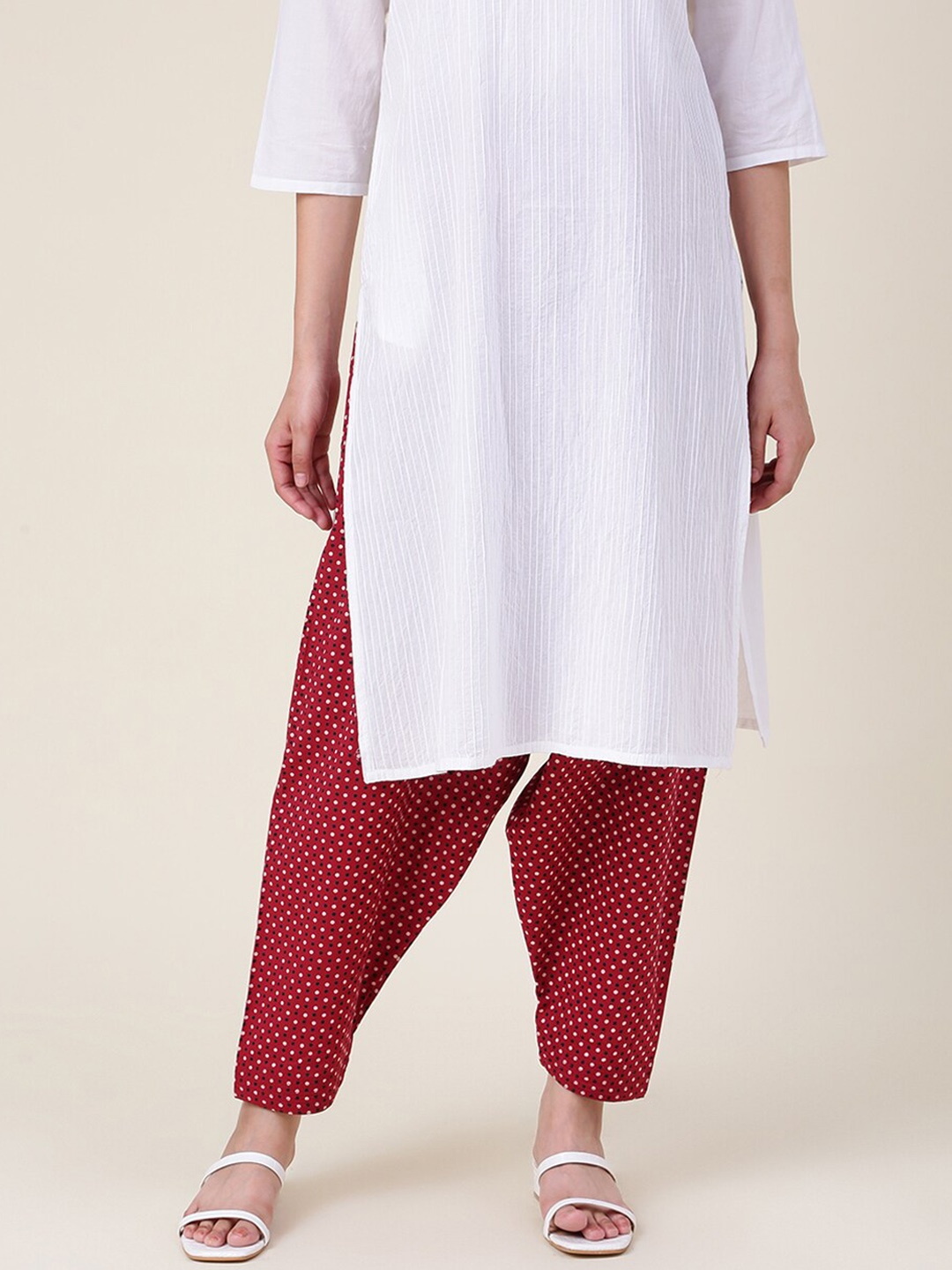 

Fabindia Women Red Printed Regular Fit Pure Cotton Salwar