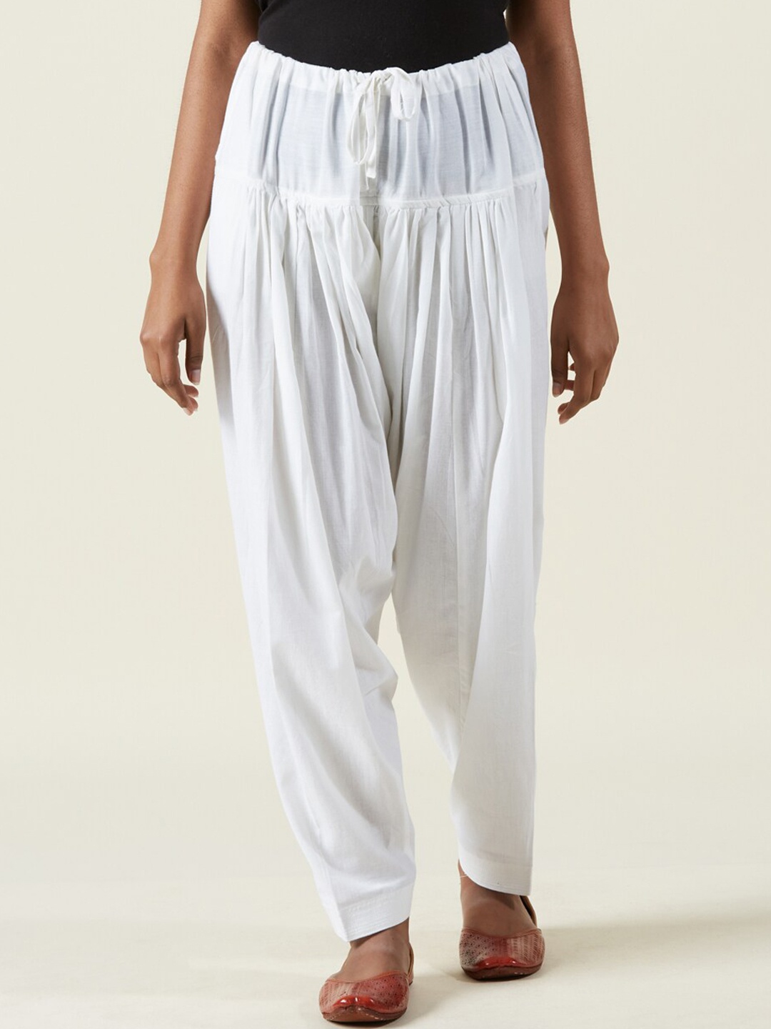 

Fabindia Women White Regular Fit Cotton Salwar