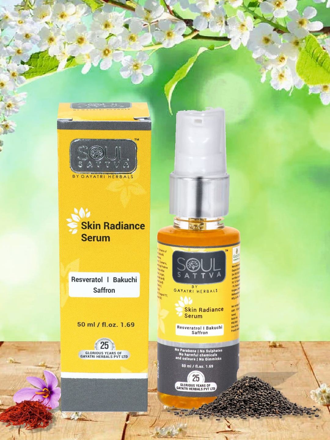 

Soul Sattva Resveratol Bakuchi Saffron Skin Radiance Serum 50ml, Yellow