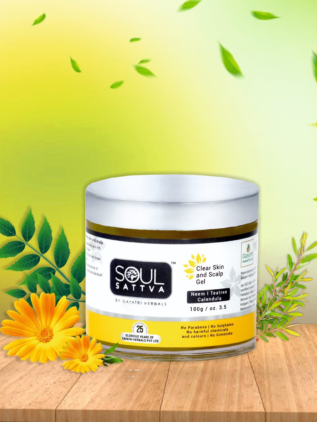 

Soul Sattva Neem Tea Tree Calendula Clear Skin & Scalp Gel 100g, White