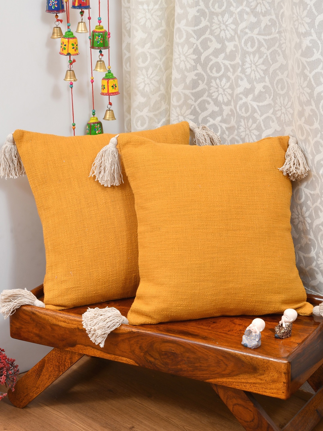 

Gulaab Jaipur Mustard Set of 2 Cotton Square Cushion Covers