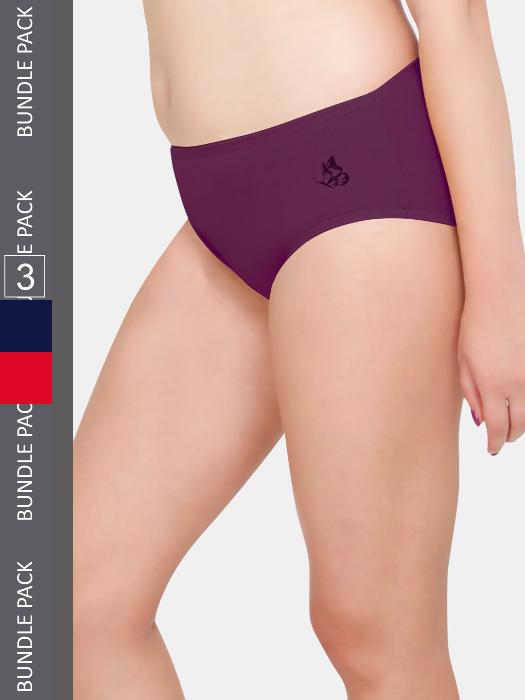

Kalyani Women Pack Of 3 Solid Mid Rise Hipster Briefs, Purple