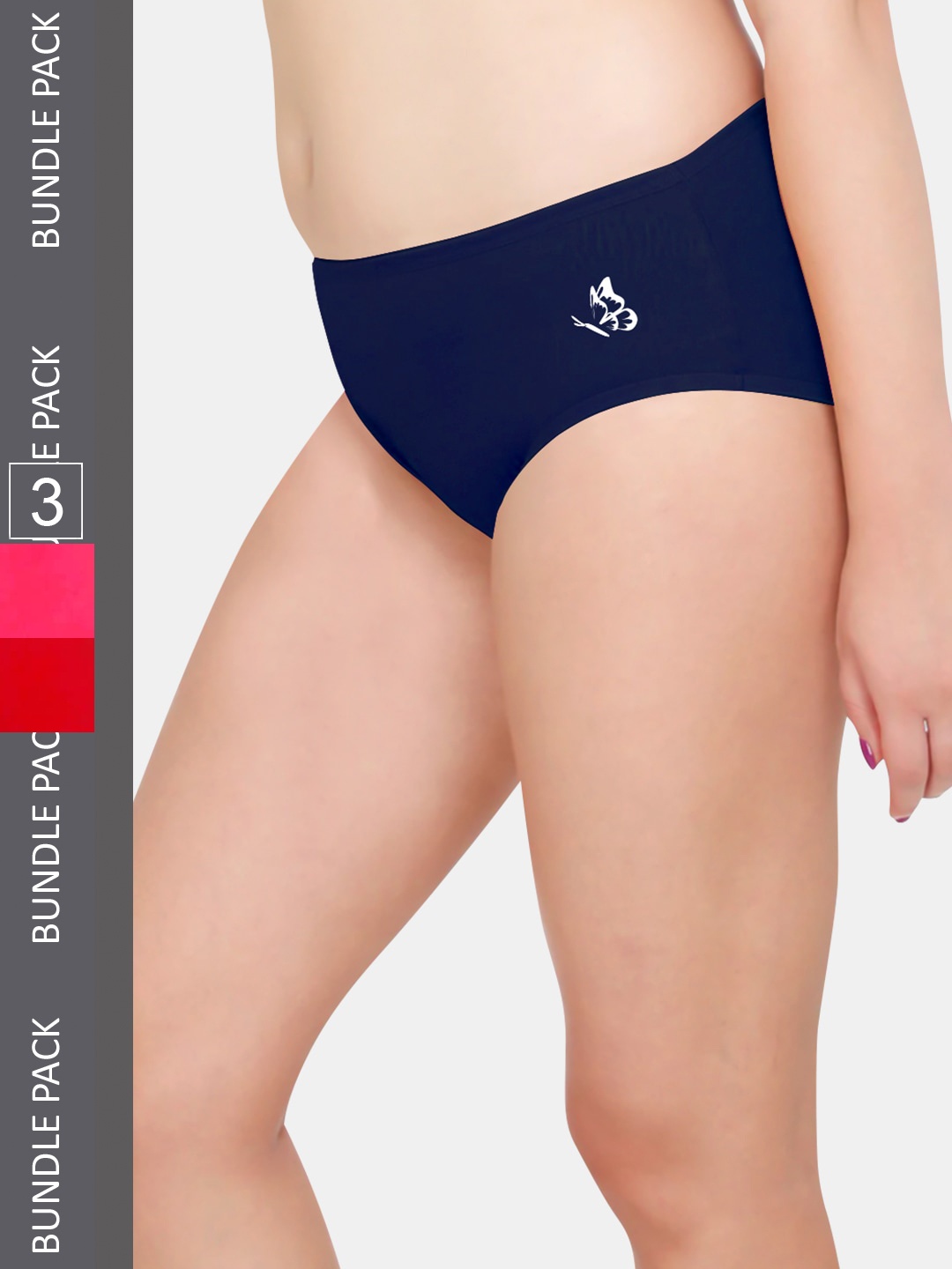 

Kalyani Women Pack Of 3 Solid Mid Rise Hipster Briefs, Navy blue