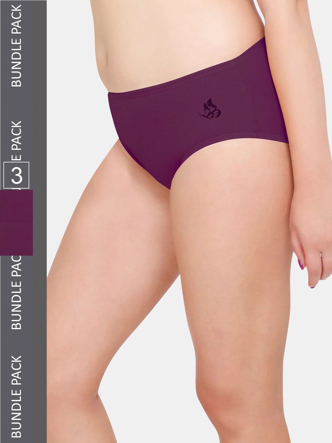 

Kalyani Women Pack Of 3 Purple Solid Mid Rise Hipster Briefs