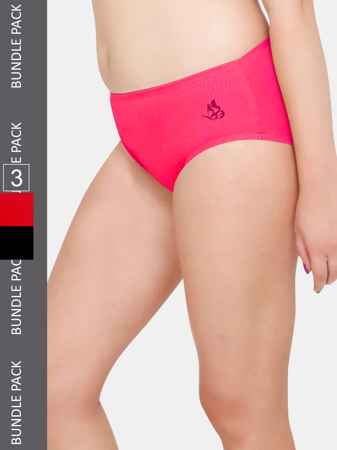 

Kalyani Women Pack Of 3 Solid Mid Rise Hipster Briefs, Pink
