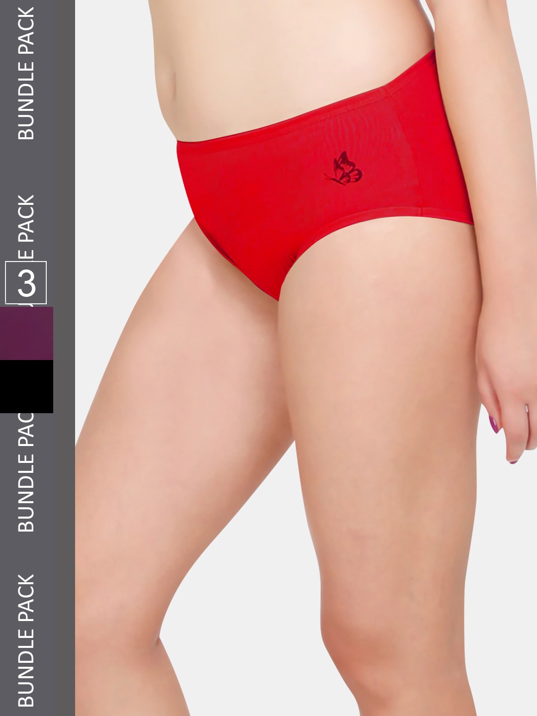 

Kalyani Women Pack Of 3 Solid Mid Rise Hipster Briefs, Red