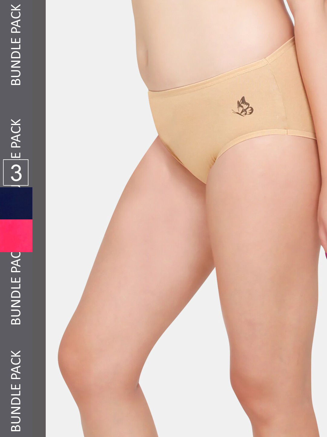 

Kalyani Women Pack Of 3 Solid Mid Rise Hipster Briefs, Beige
