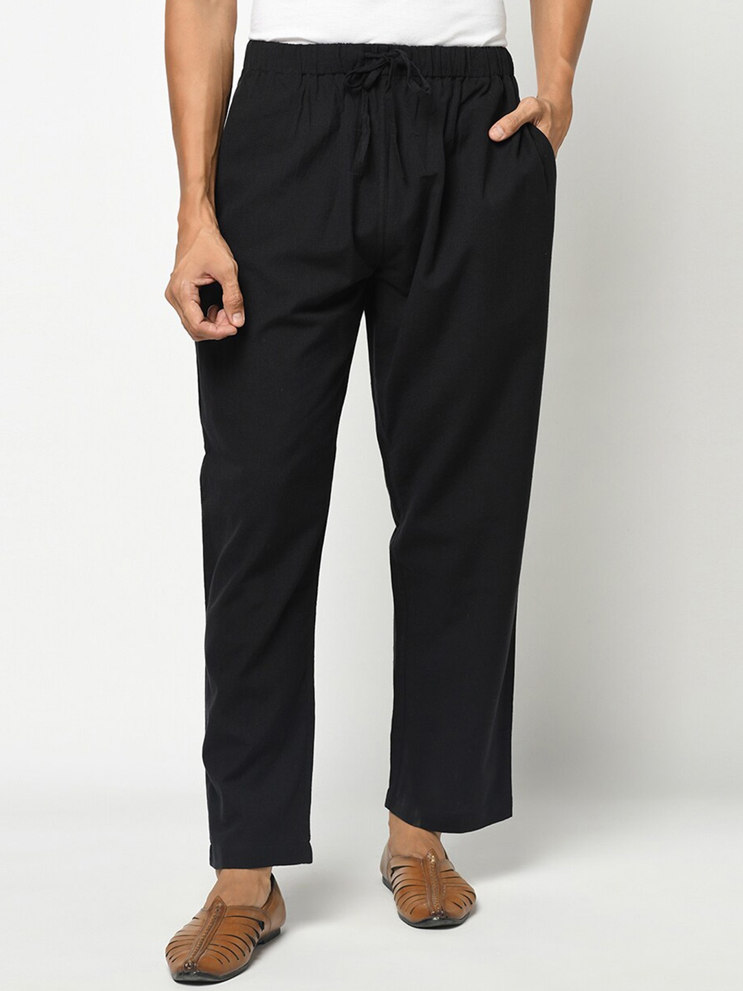 

Fabindia Men Black Regular Fit Cotton Pyjama