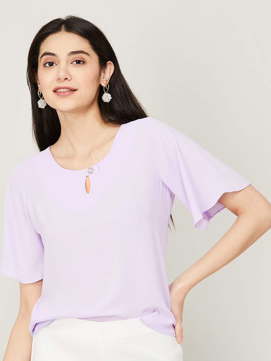 

CODE by Lifestyle Purple Keyhole Neck Top