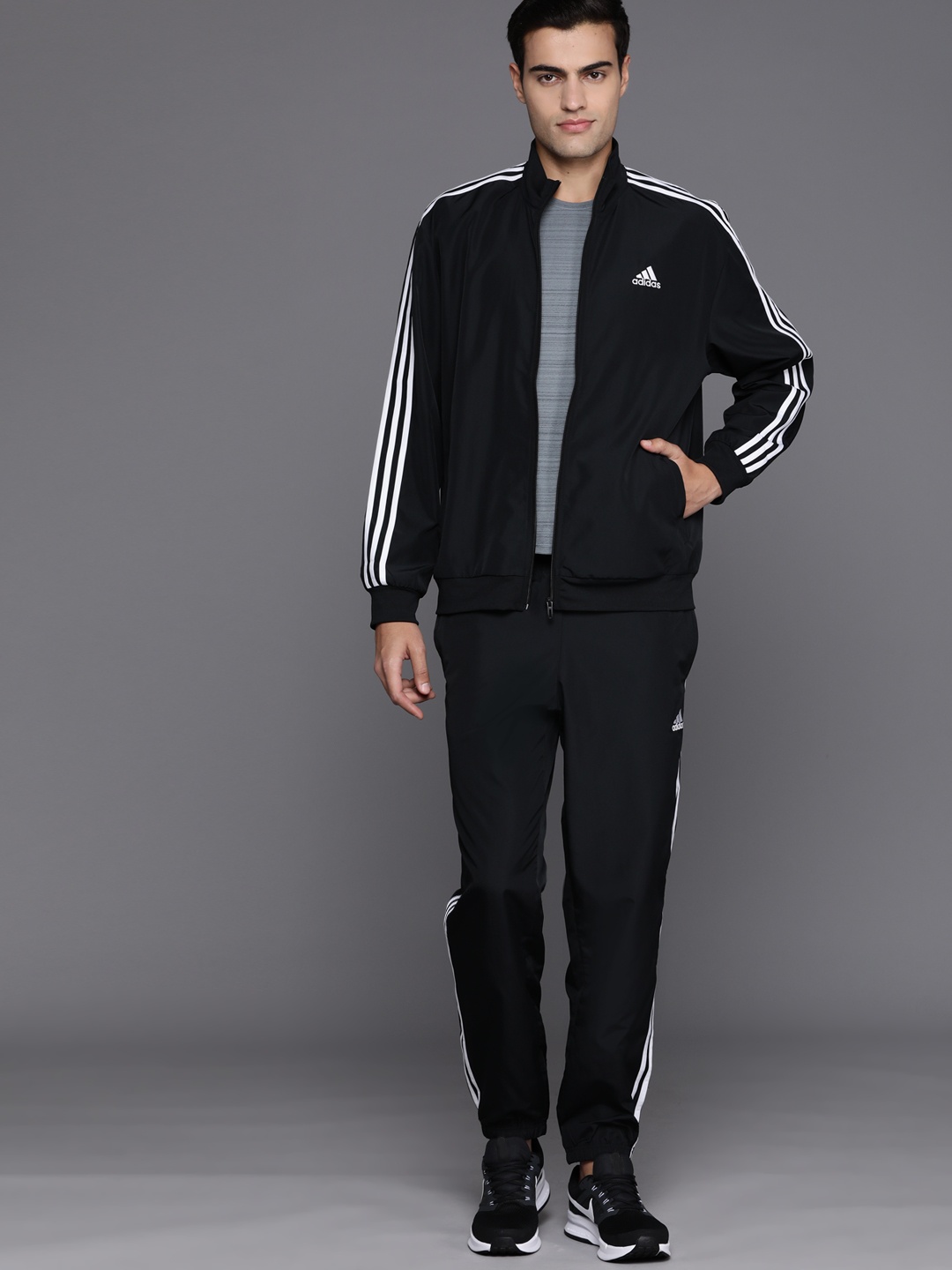

ADIDAS Men Solid Aeroready 3S WV TT Tracksuits, Black