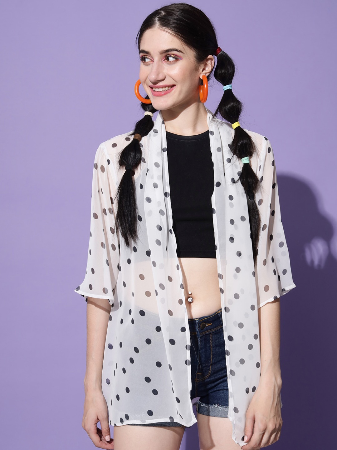 

Trend Arrest Women White & Black Printed Shrug