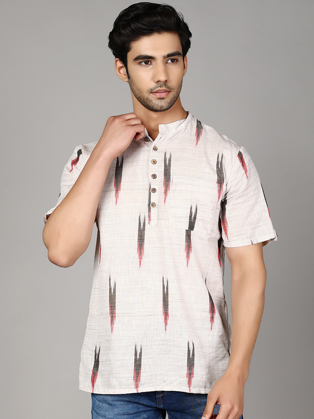 

Cot'N Soft Men Brown & Black Printed Cotton Kurta