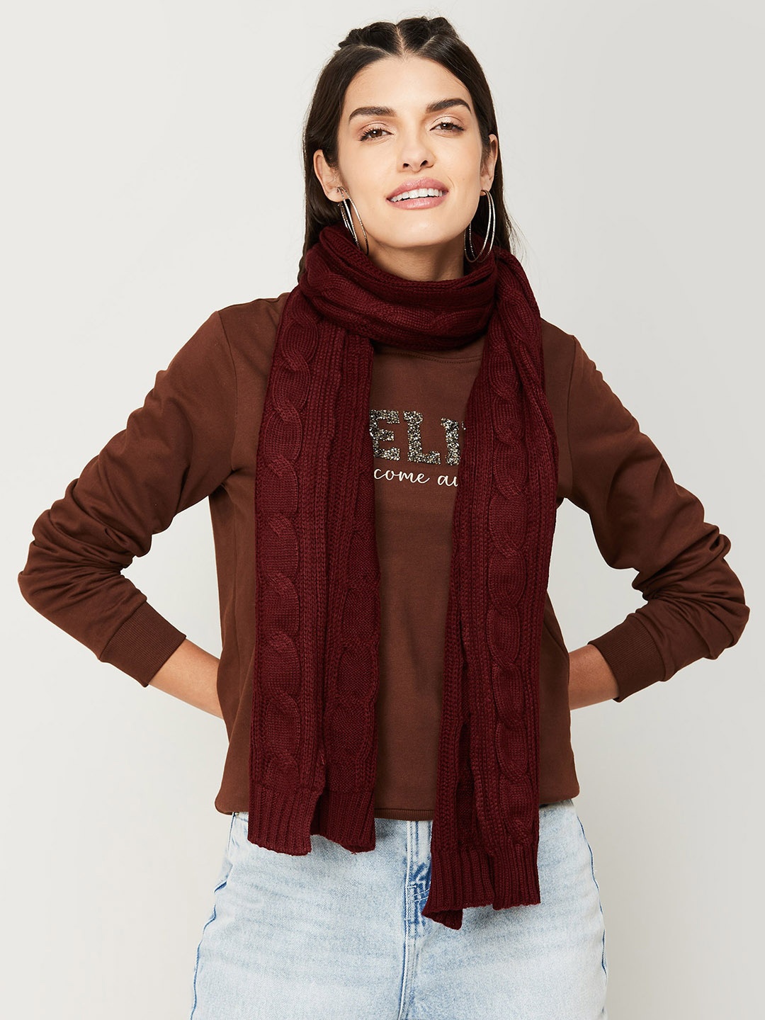 

Ginger by Lifestyle Women Burgundy Woven Design Stole