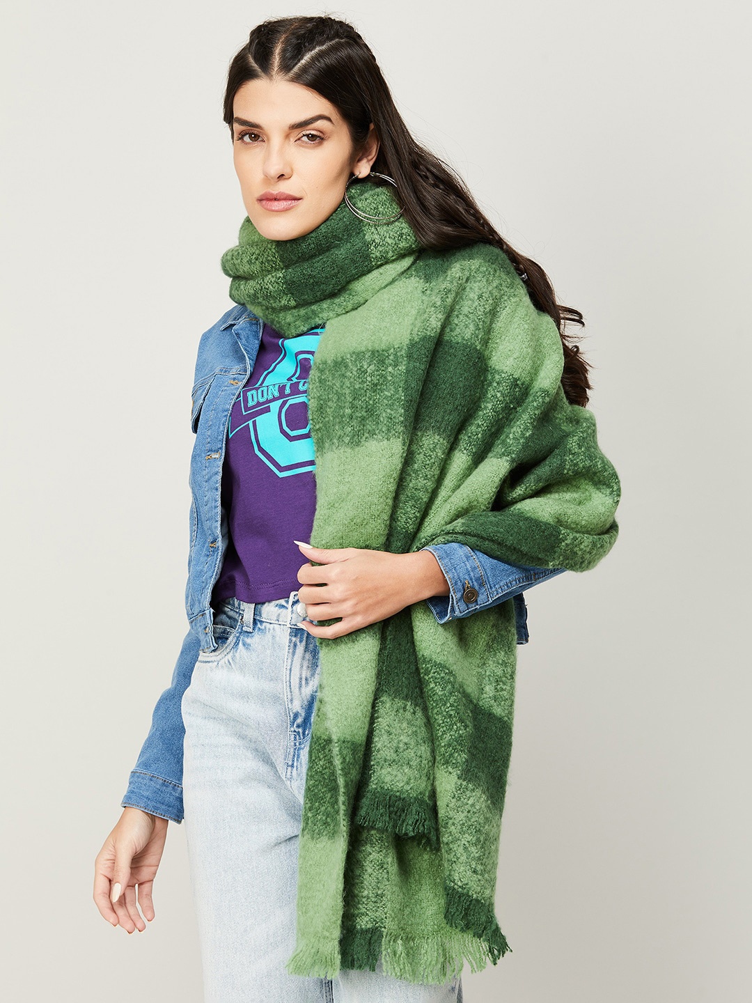 

Ginger by Lifestyle Women Green Checked Stole