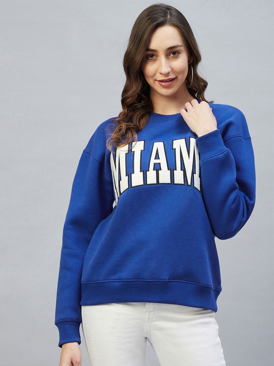 

DELAN Women Blue Printed Sweatshirt
