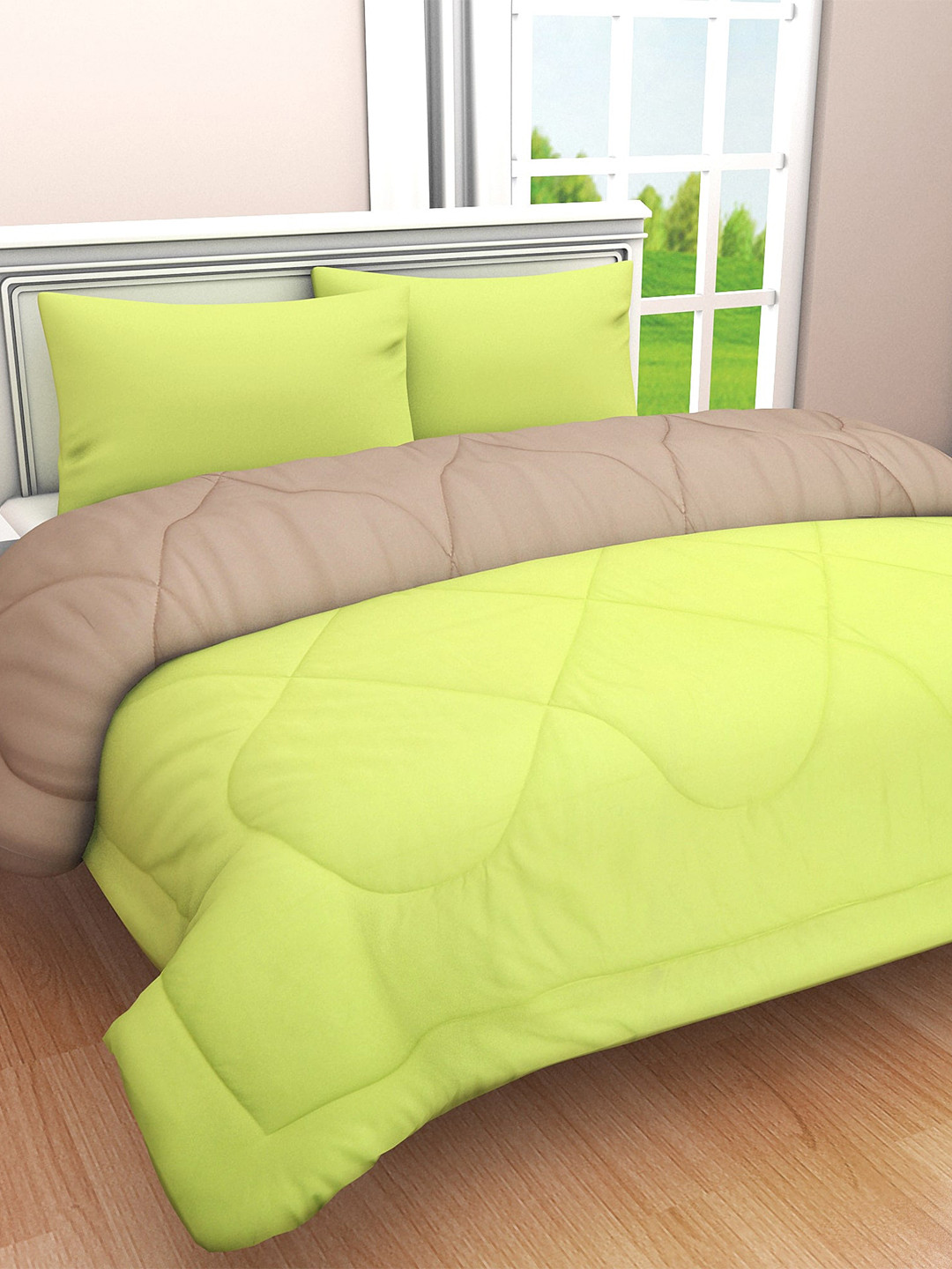 

Clasiko Green & Taupe Cotton Heavy Winter Double Bed Comforter 210 GSM