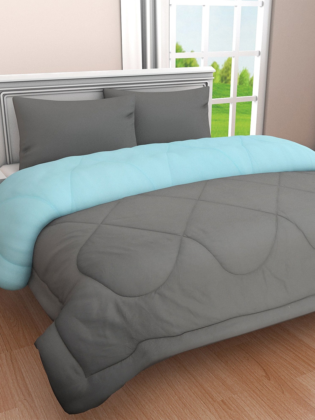 

Clasiko Grey & Blue Cotton Heavy Winter Double Bed Comforter 210 GSM