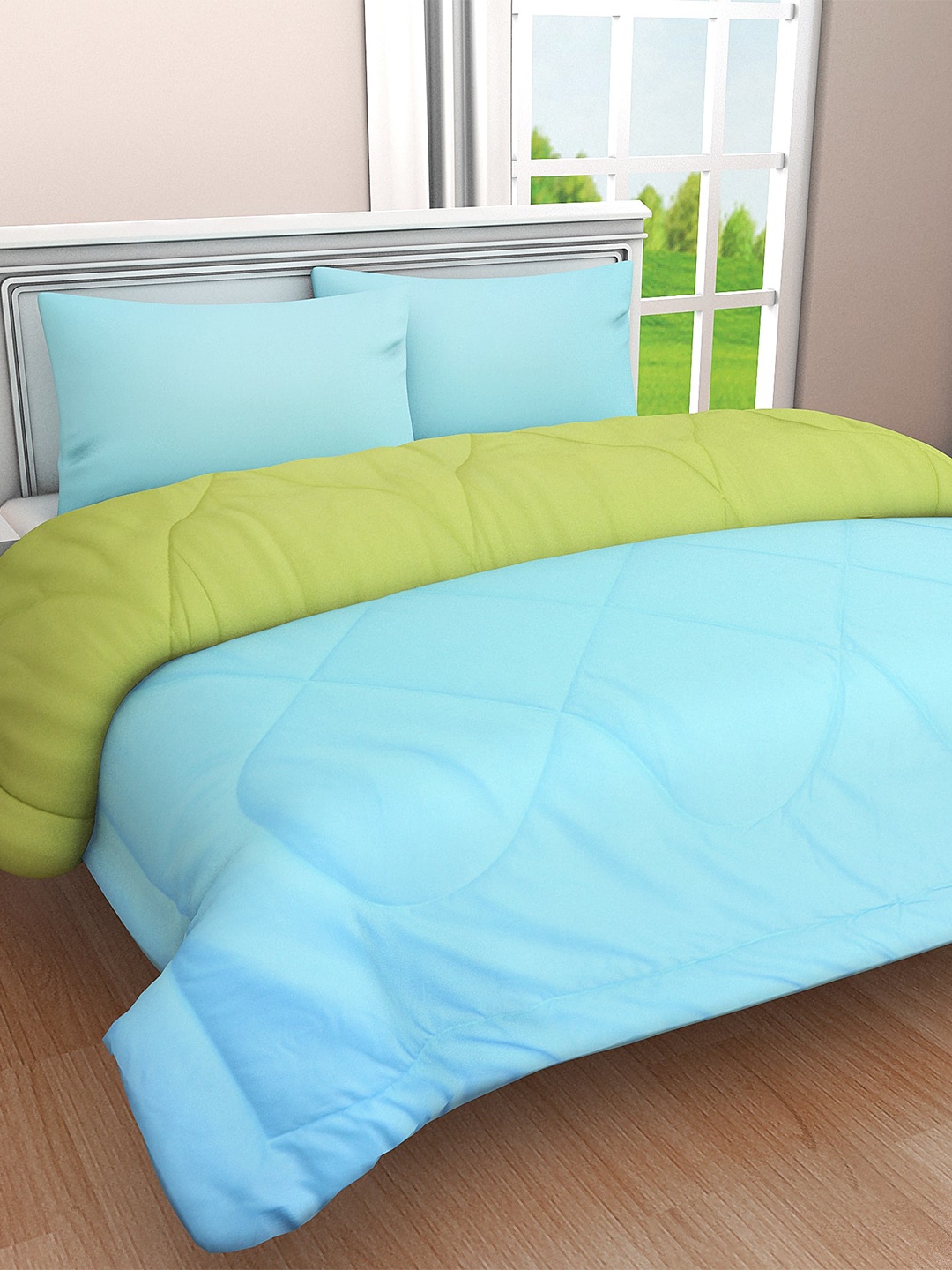 

Clasiko Blue & Green Cotton Heavy Winter Double Bed Comforter 210 GSM