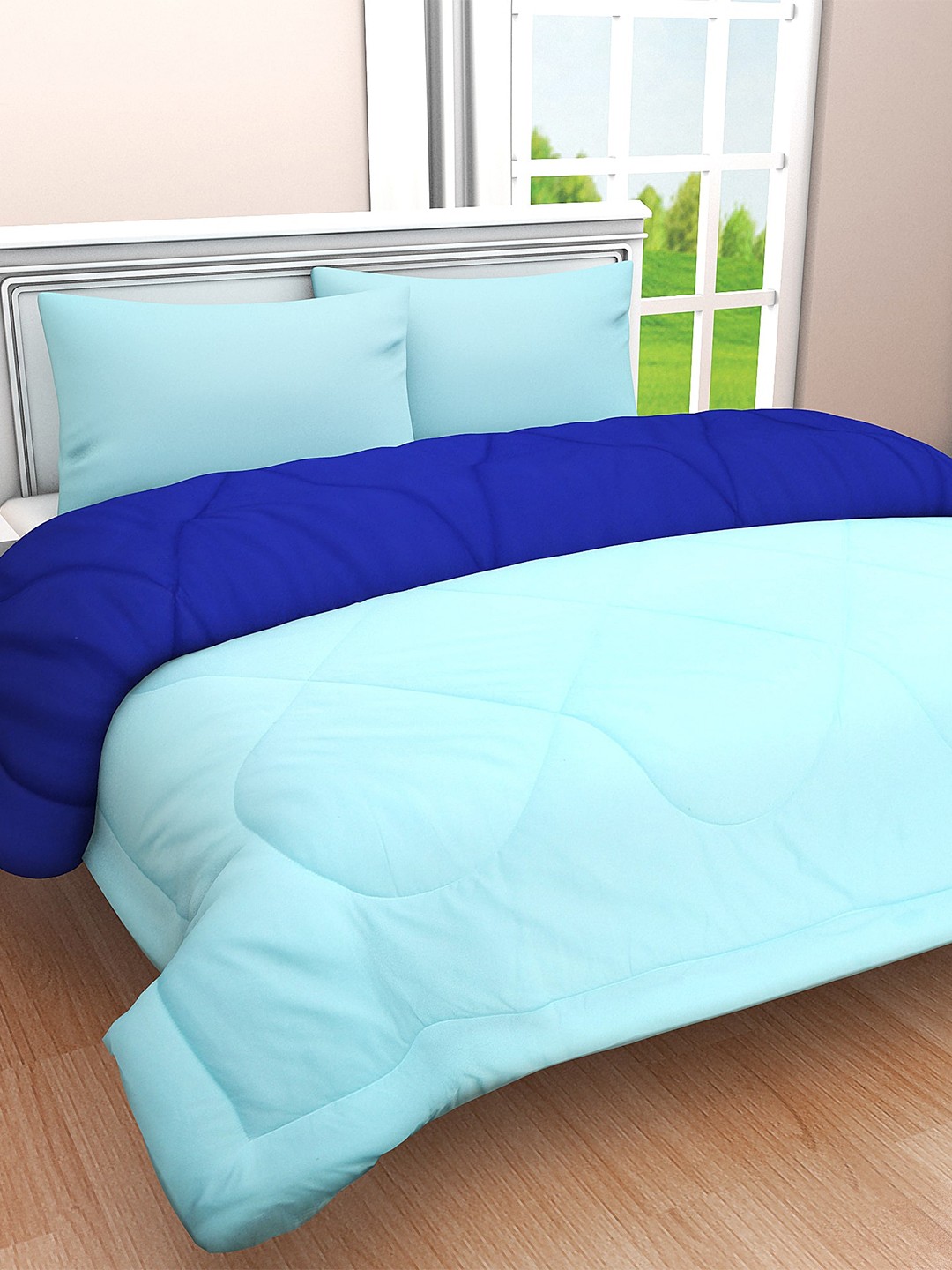 

Clasiko Blue & Navy Blue Cotton Heavy Winter Double Bed Comforter 210 GSM