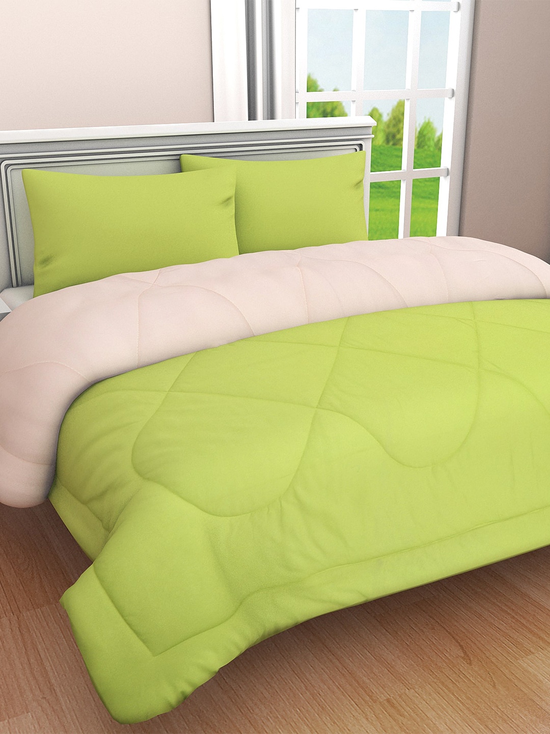 

Clasiko Green & Peach Cotton Heavy Winter Double Bed Comforter 210 GSM