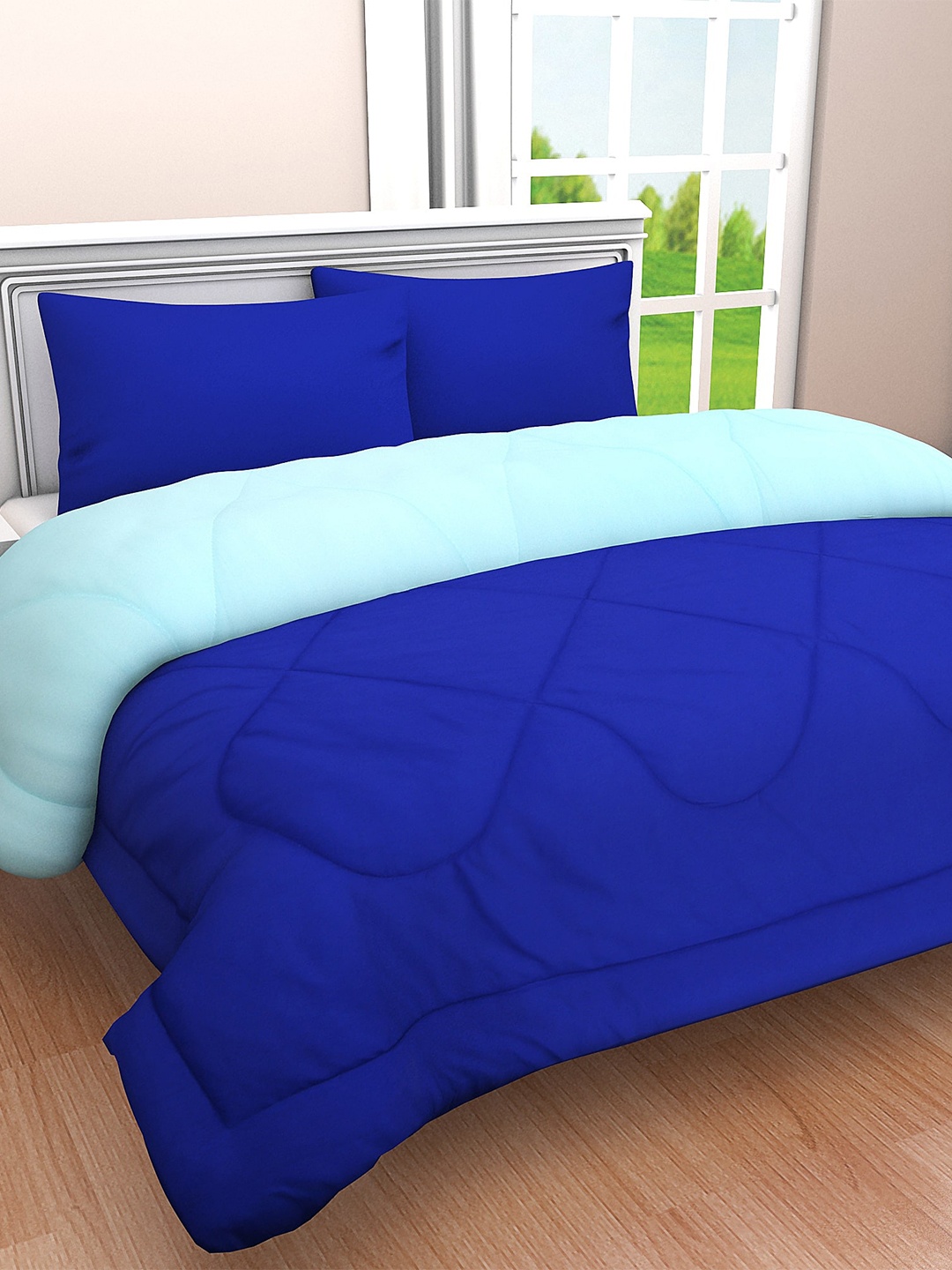 

Clasiko Blue & Navy Blue Cotton Heavy Winter Double Bed Comforter 210 GSM