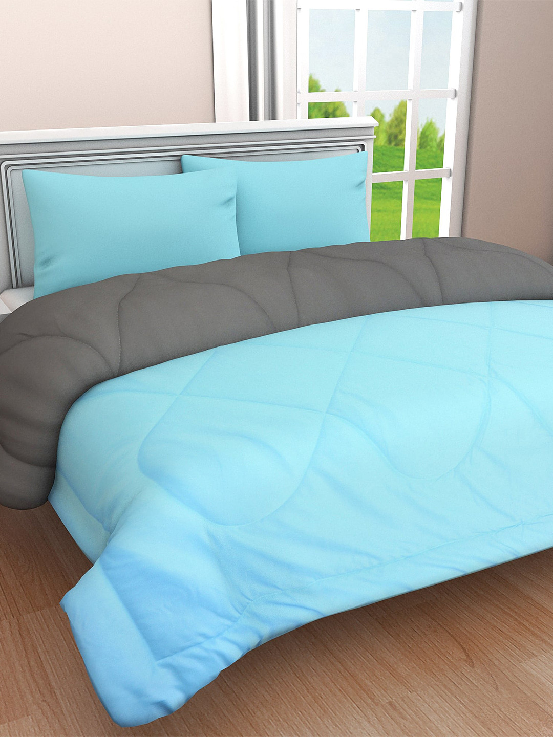 

Clasiko Blue & Grey Cotton Heavy Winter Double Bed Comforter 210 GSM
