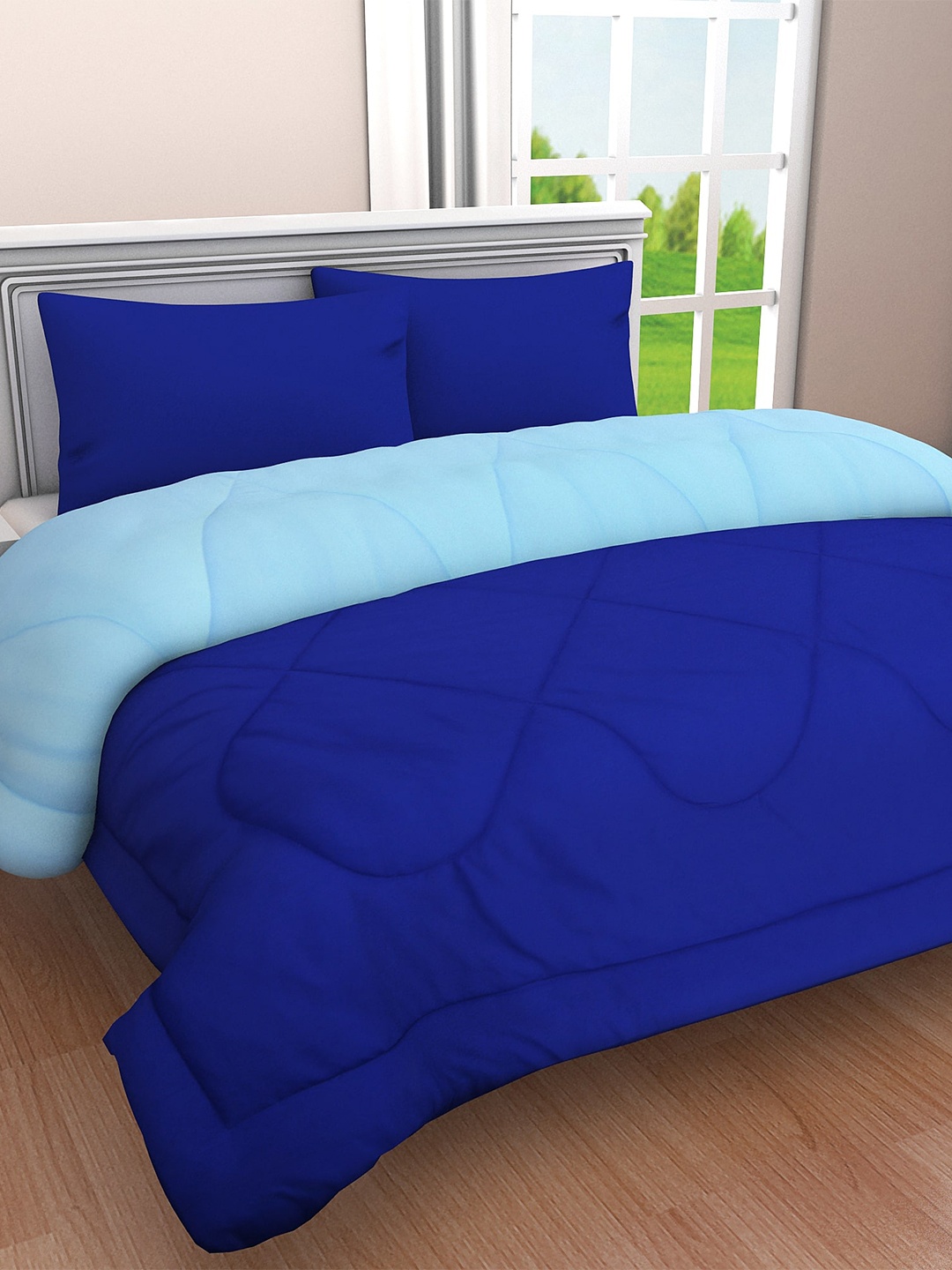 

Clasiko Blue & Navy Blue Cotton Heavy Winter Double Bed Comforter 210 GSM