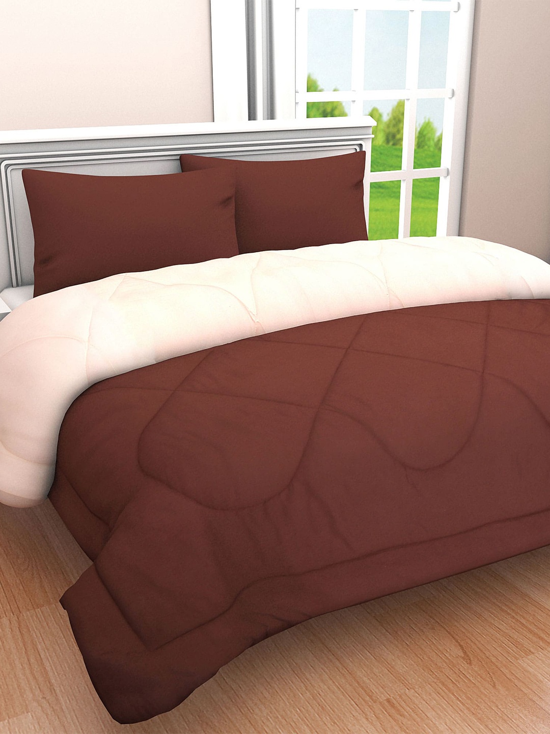 

Clasiko Brown & Peach Cotton Heavy Winter Double Bed Comforter 210 GSM