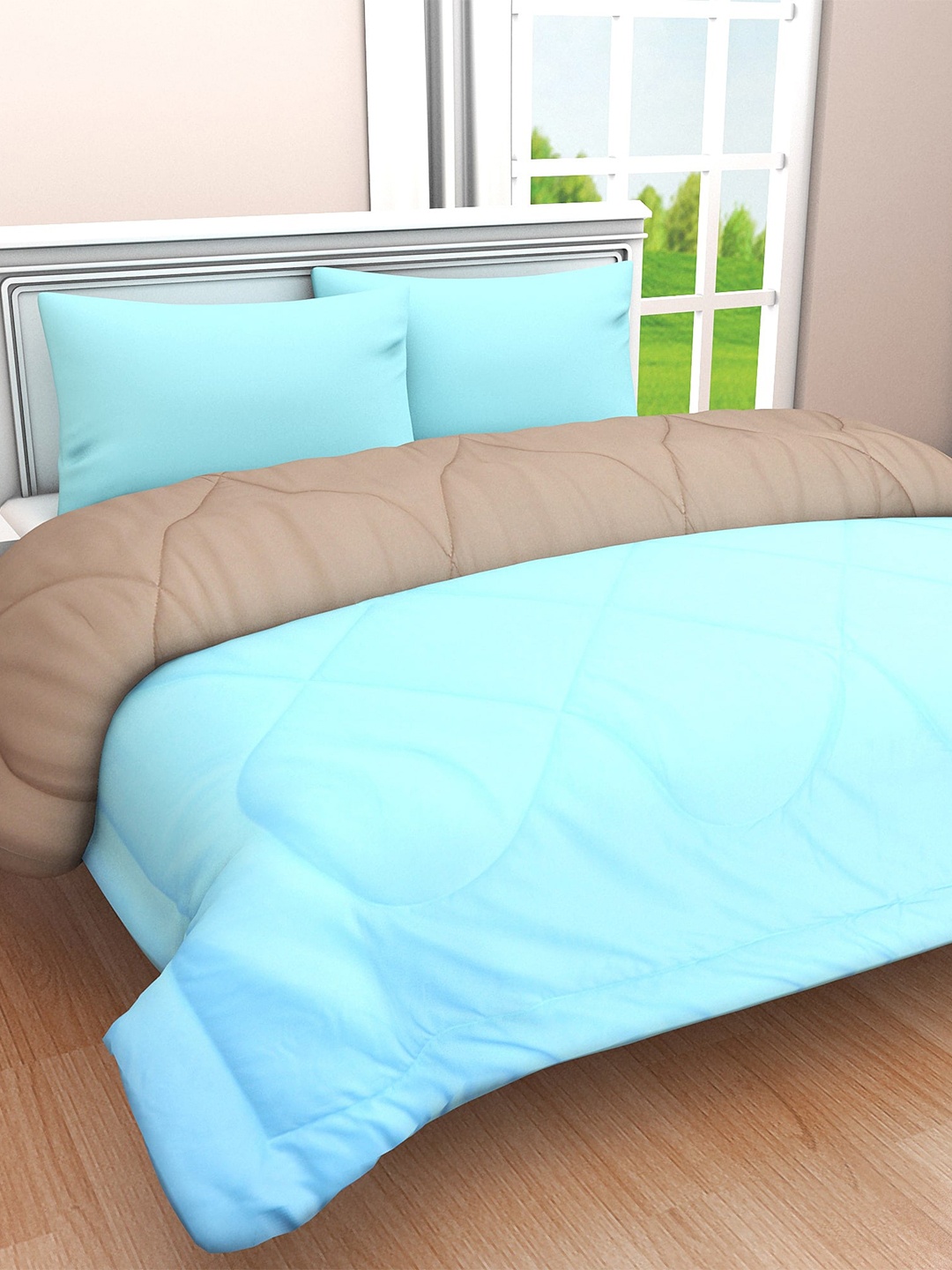 

Clasiko Blue & Taupe Cotton Heavy Winter Double Bed Comforter 210 GSM