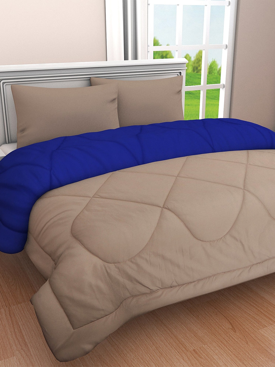 

Clasiko Taupe & Blue Cotton Heavy Winter Double Bed Comforter 210 GSM