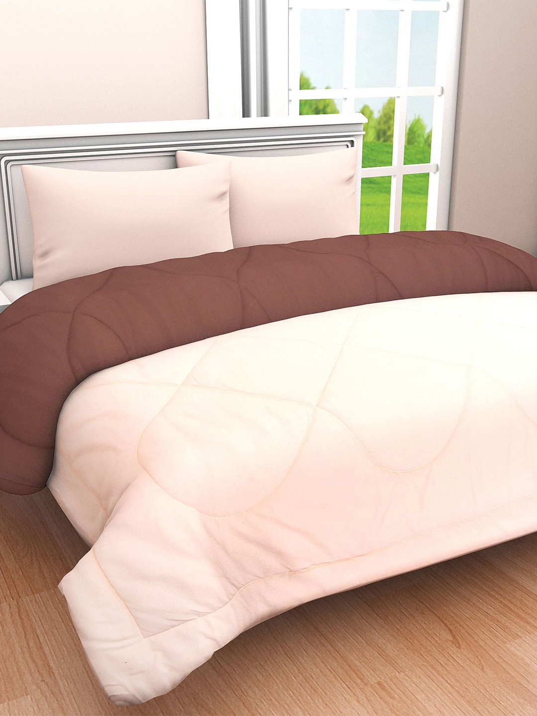 

Clasiko Peach & Brown Cotton Heavy Winter Double Bed Comforter 210 GSM