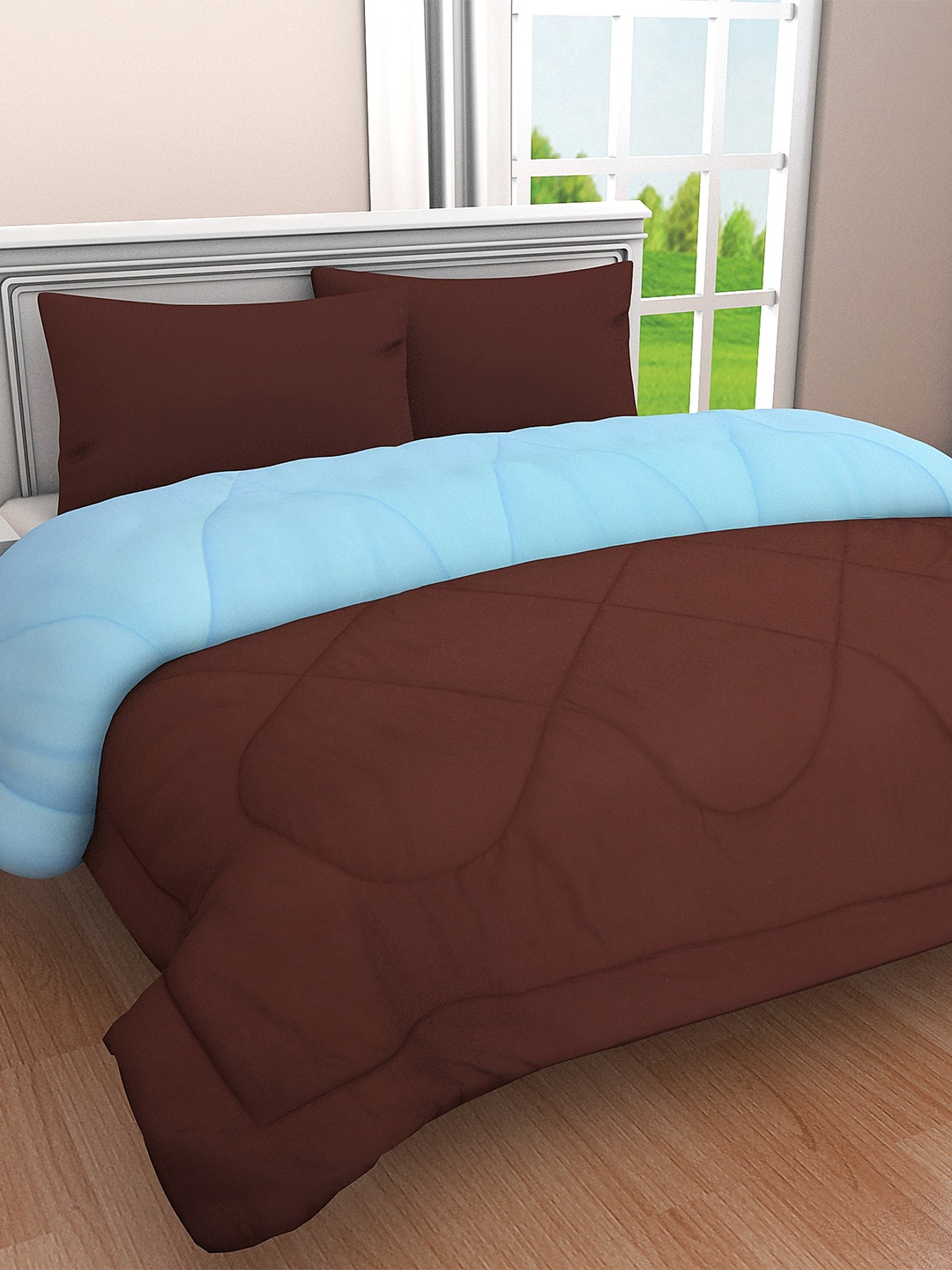 

Clasiko Brown & Blue Cotton Heavy Winter Double Bed Comforter 210 GSM