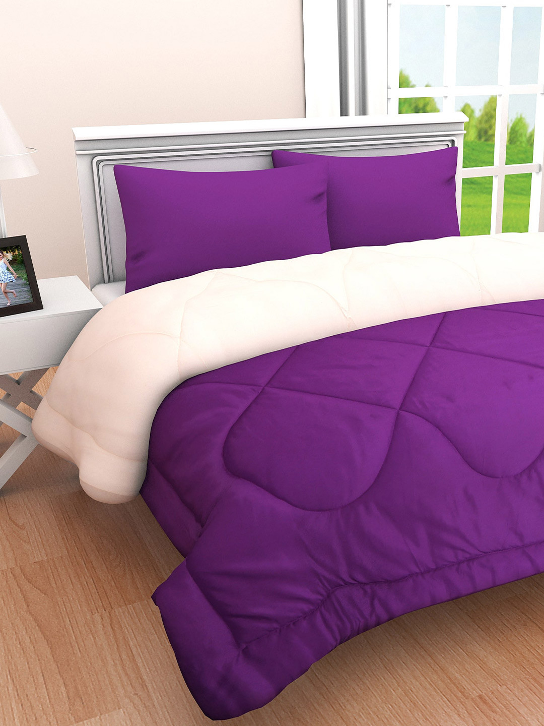 

Clasiko Purple & Peach-Coloured Heavy Winter 210 GSM Double Bed Comforter