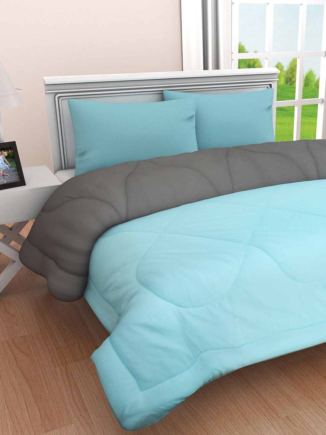 

Clasiko Blue & Grey Heavy Winter 210 GSM Cotton Double Bed Comforter
