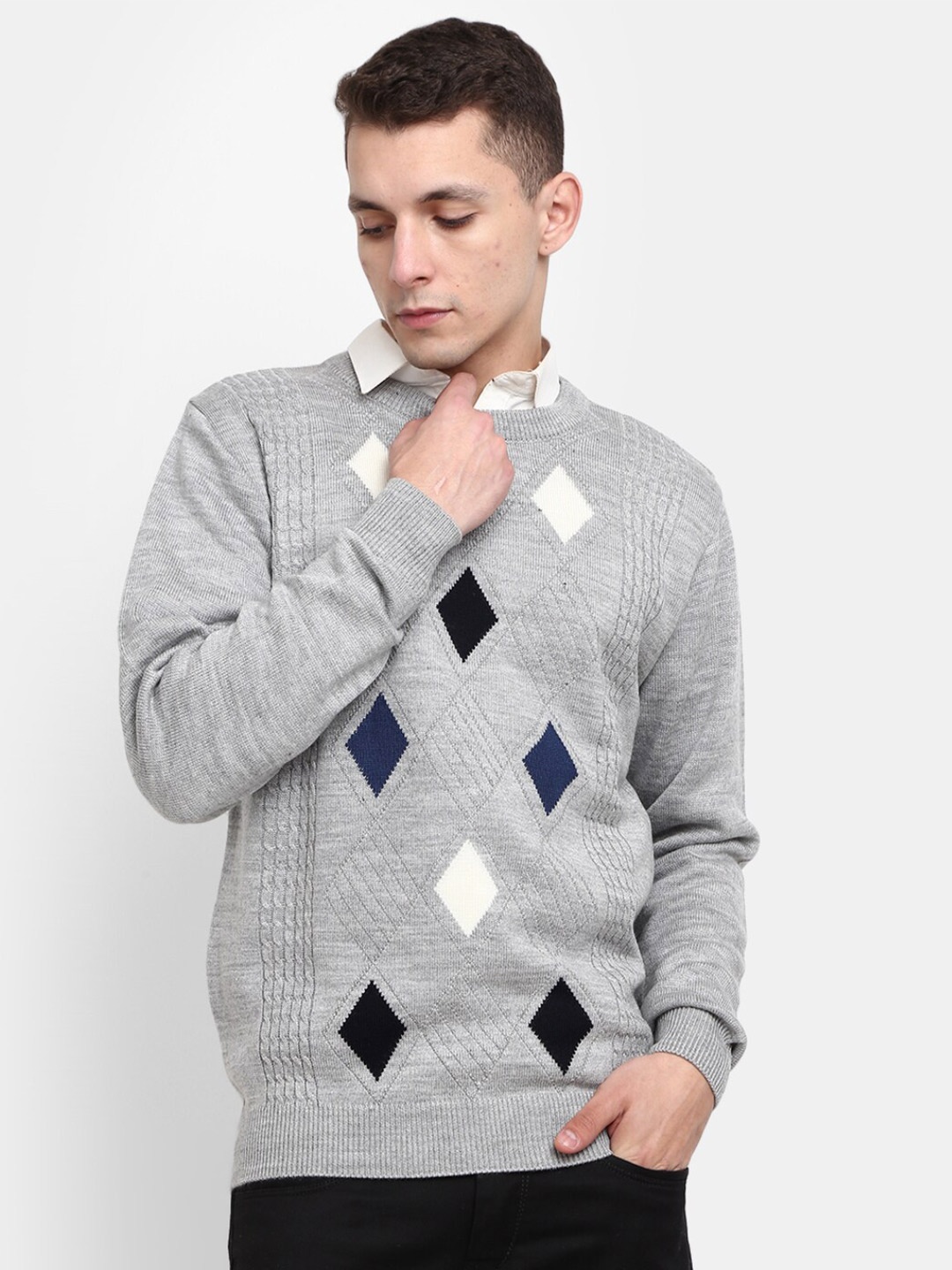 

V-Mart Men Grey Melange Fleece Sweatshirt