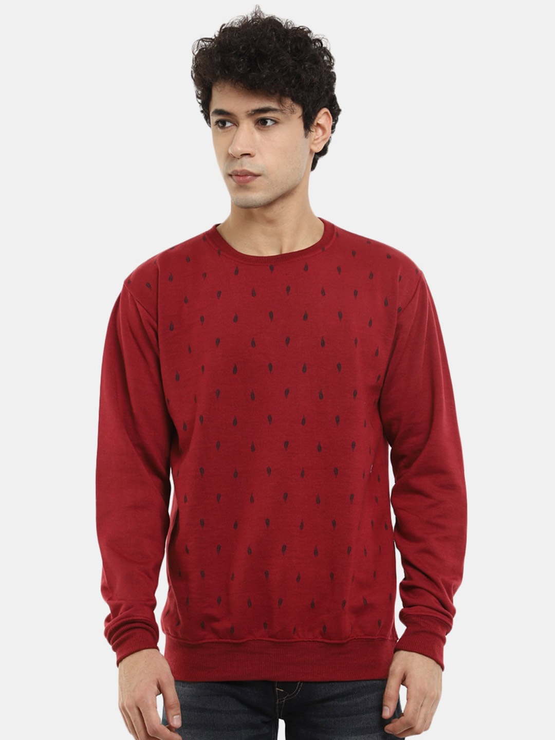 

V-Mart Round Neck Printed Sweatshirt, Red