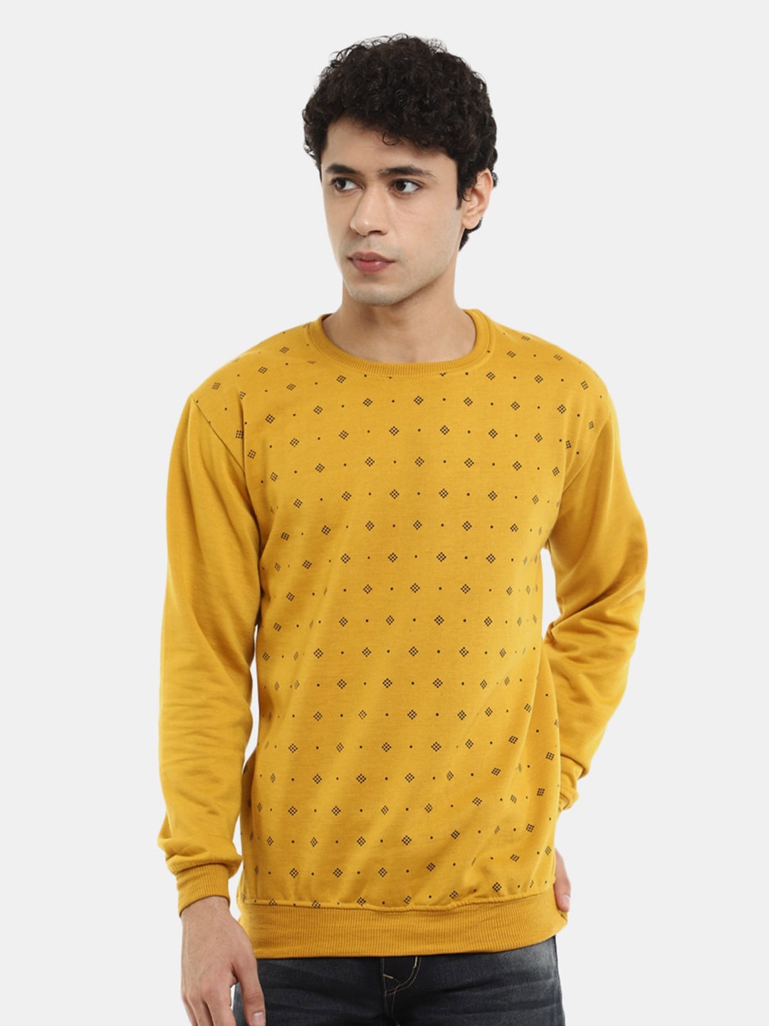 

V-Mart Men Mustard Printed Sweatshirt