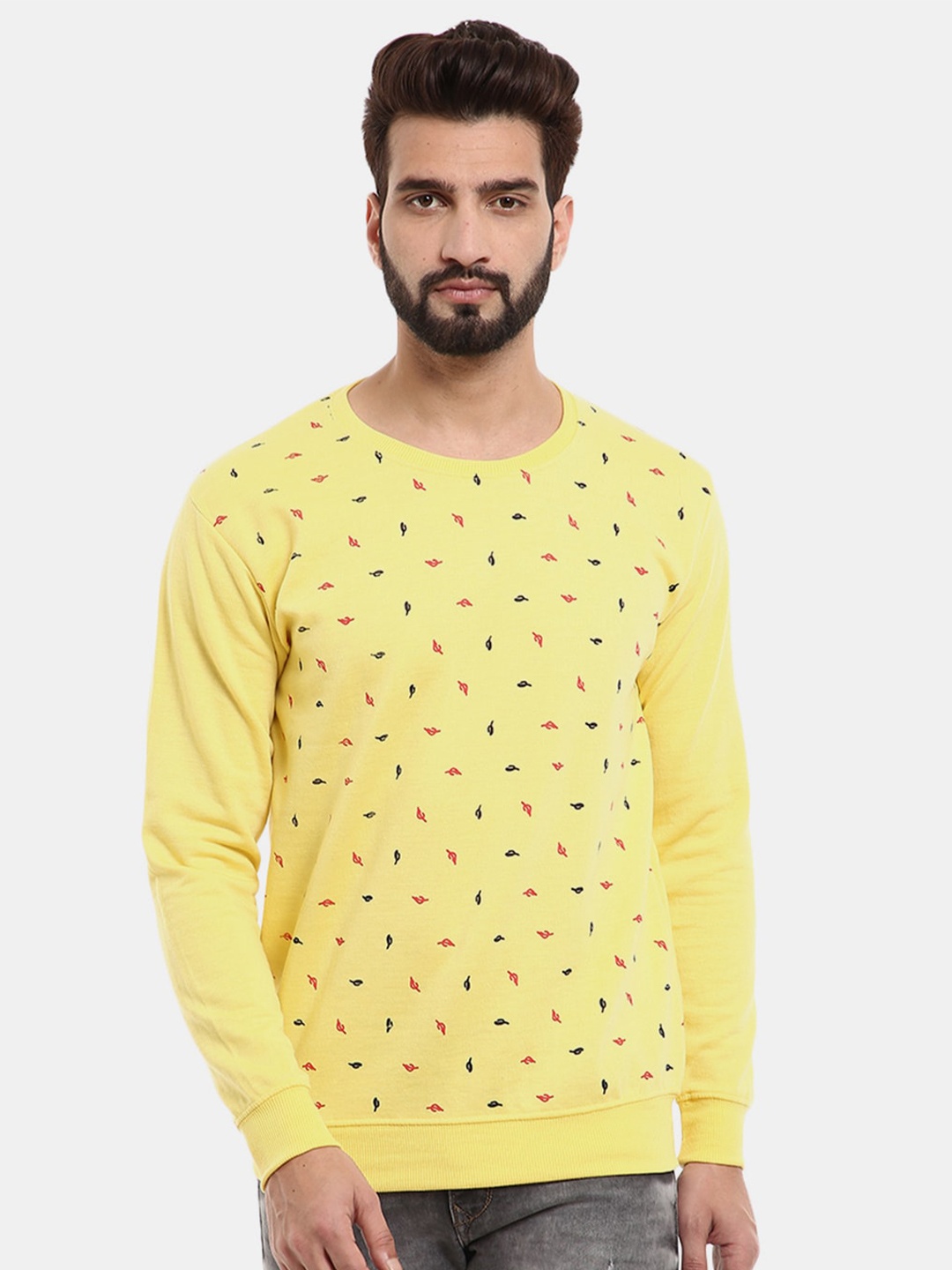 

V-Mart Men Yellow Printed Sweatshirt