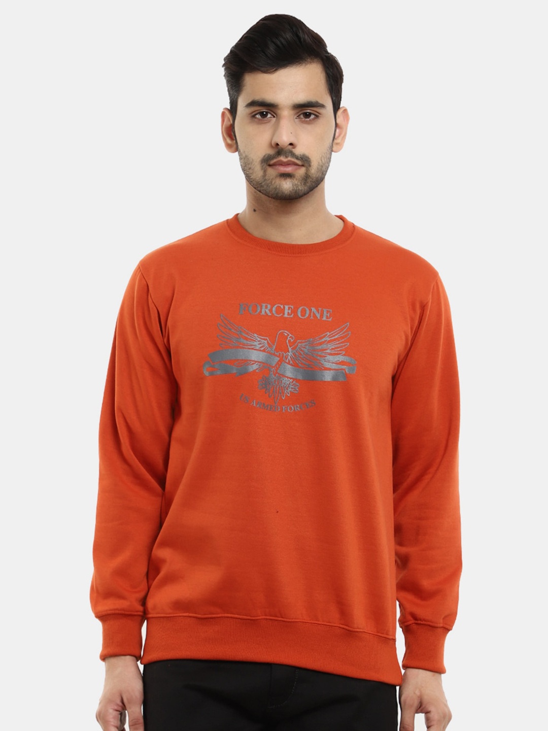 

V-Mart Men Rust Printed Sweatshirt