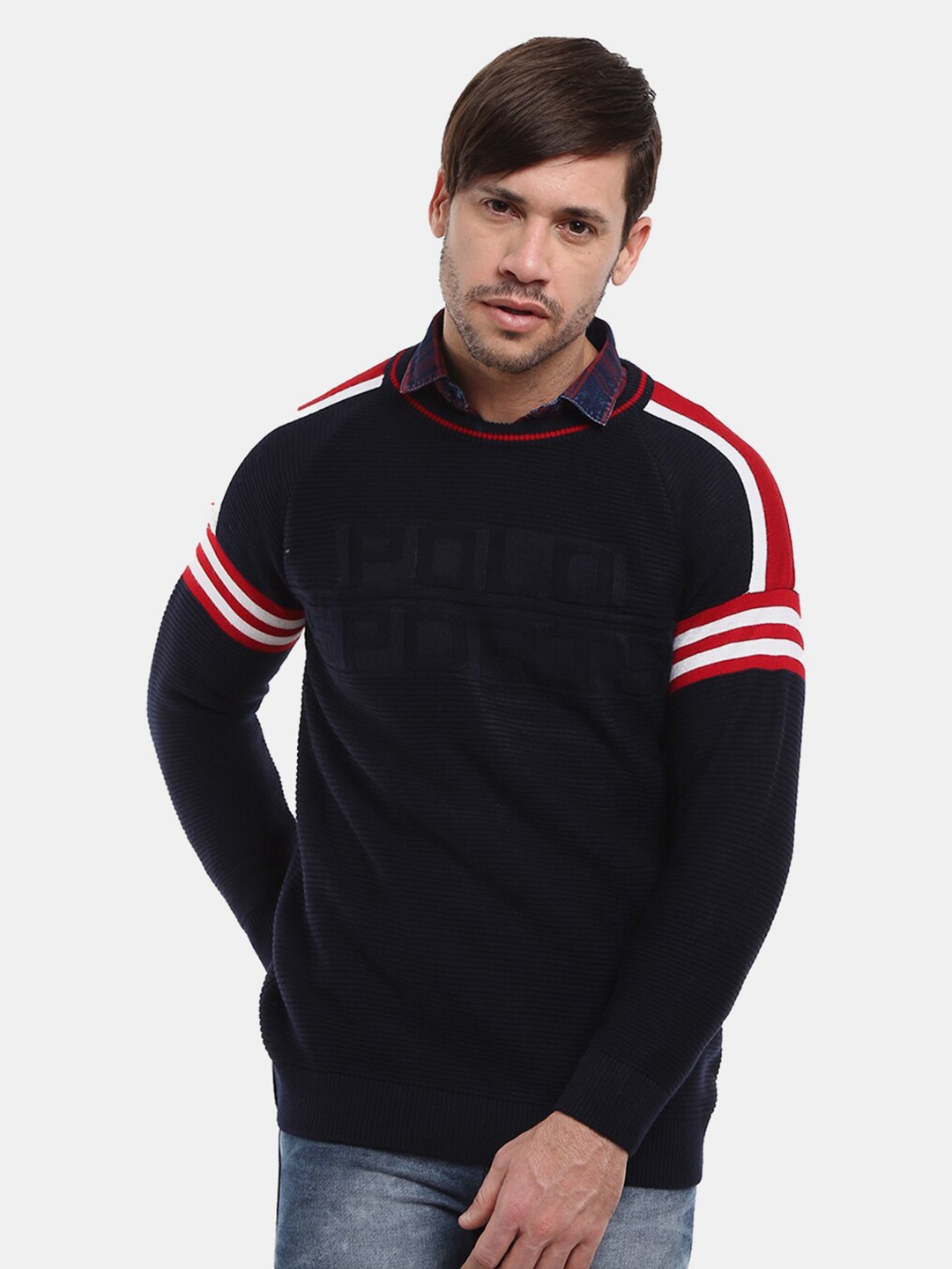 

V-Mart Men Navy Blue Fleece Pullover
