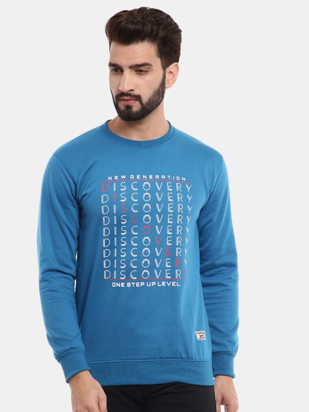 

V-Mart Men Teal Printed Fleece Sweatshirt