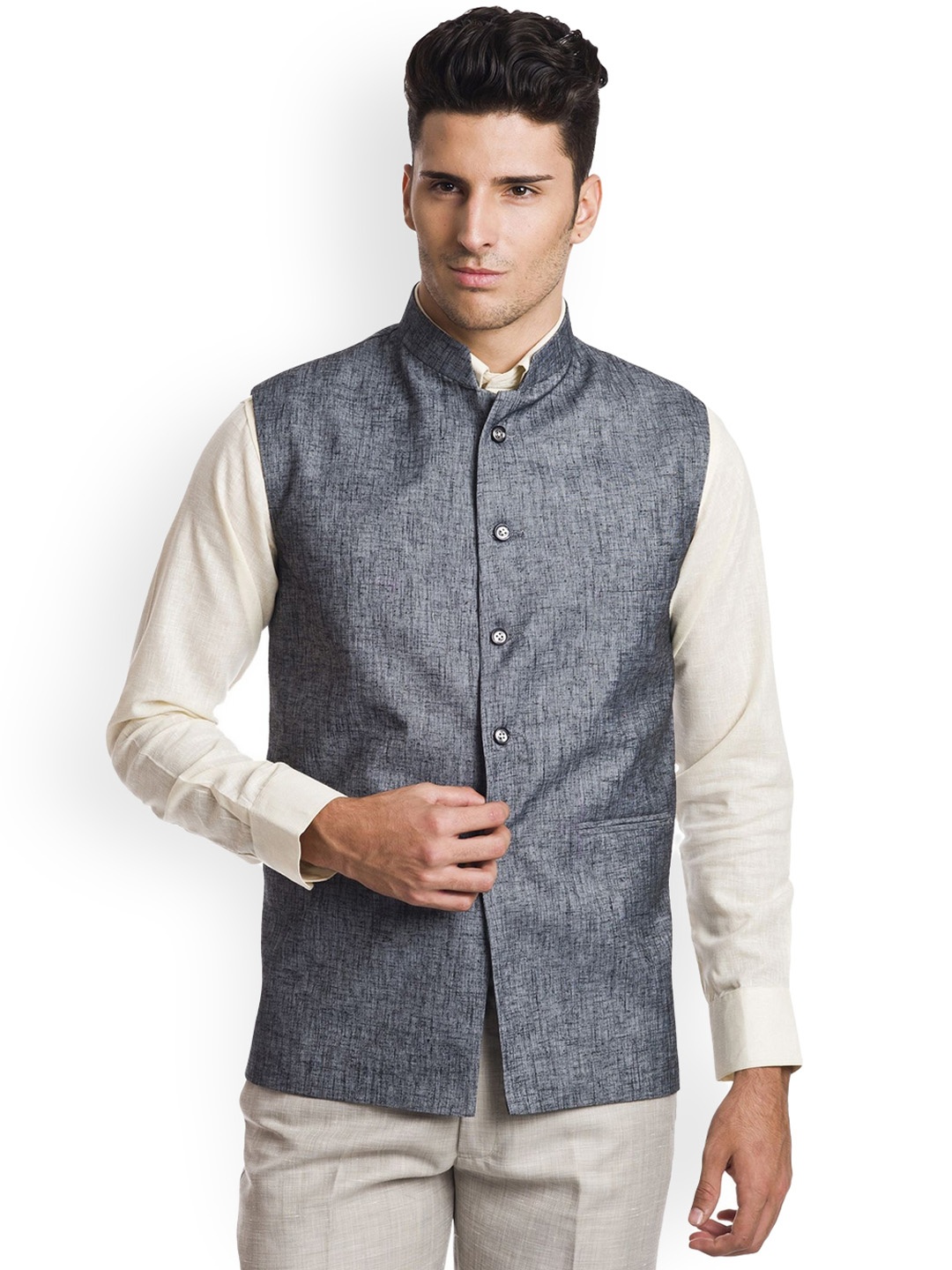

Wintage Men Grey Nehru Jacket