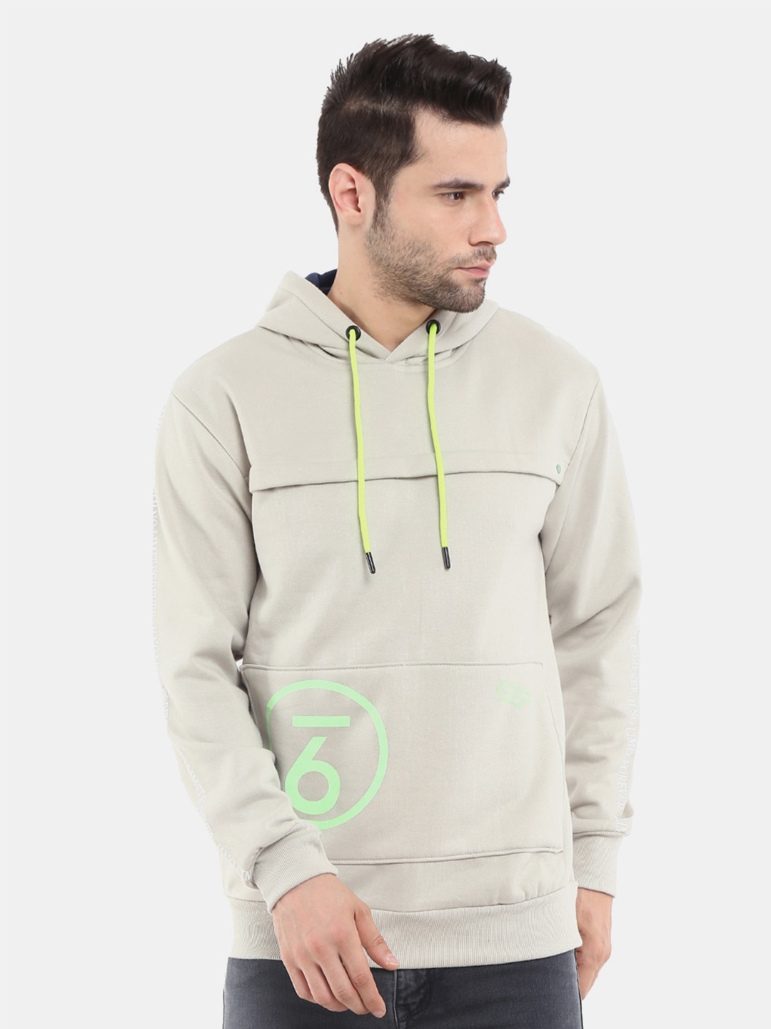

V-Mart Men Grey Hooded Fleece Sweatshirt