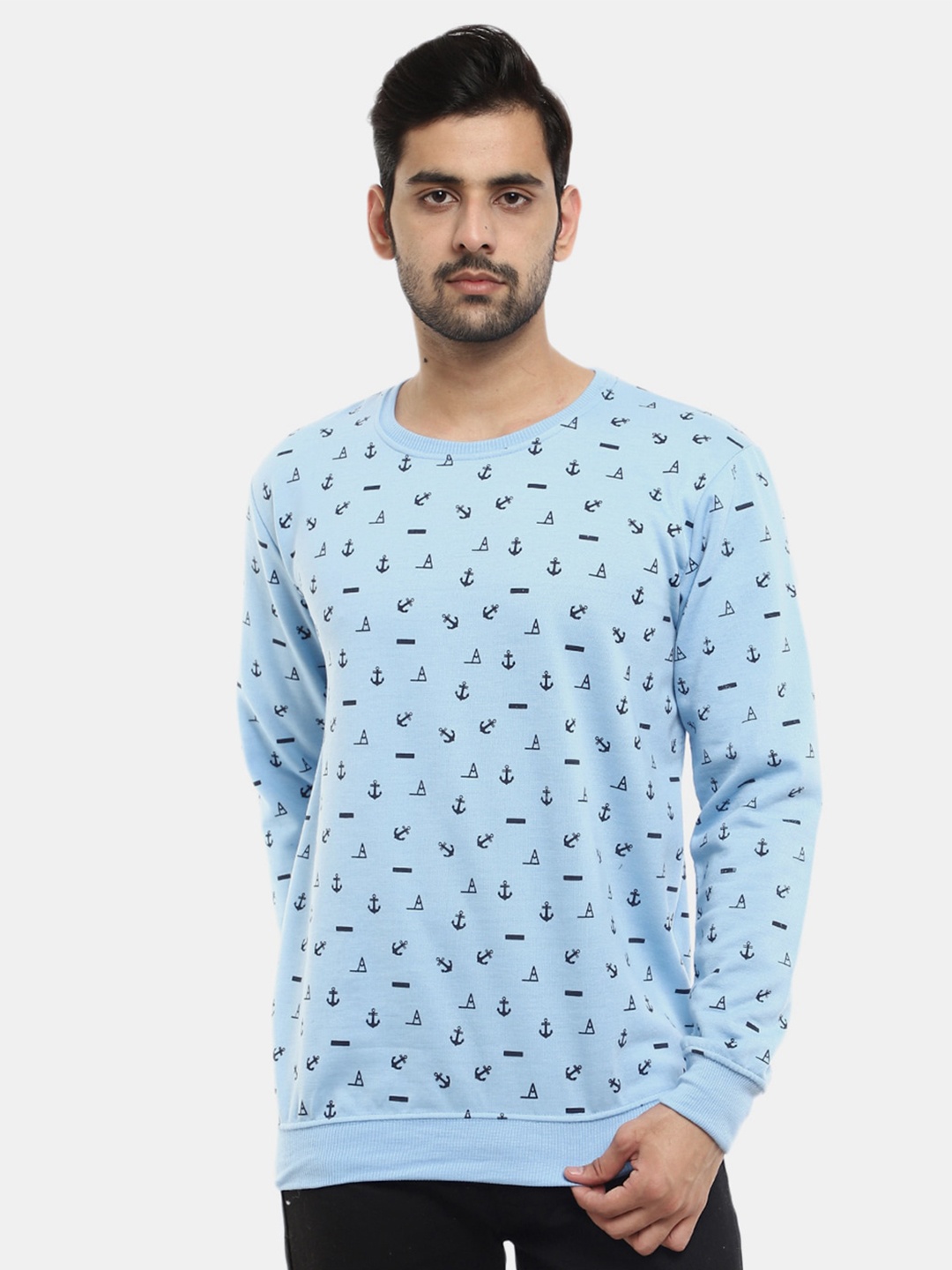 

V-Mart Men Blue Printed Fleece Sweatshirt