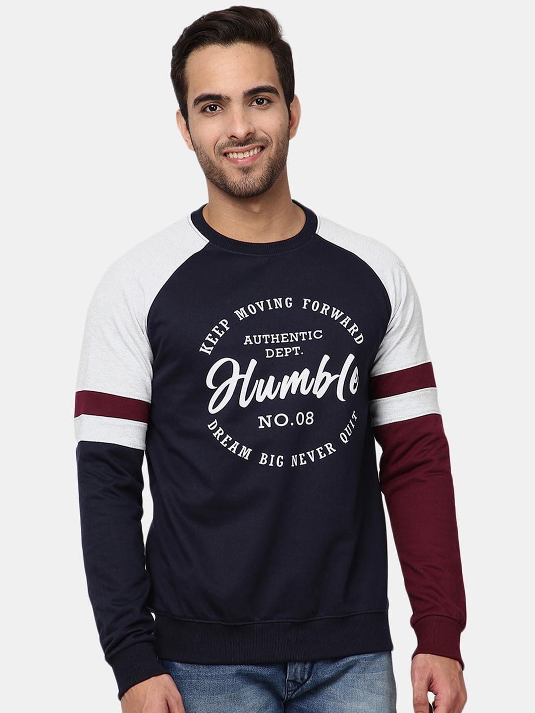 

V-Mart Men Navy Blue Printed Sweatshirt