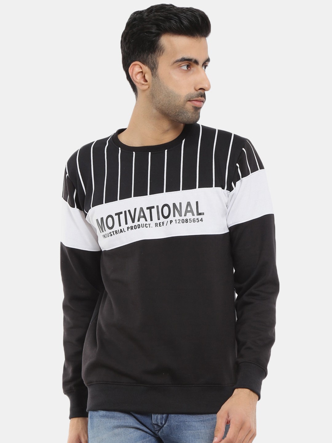 

V-Mart Men Black Colourblocked Sweatshirt