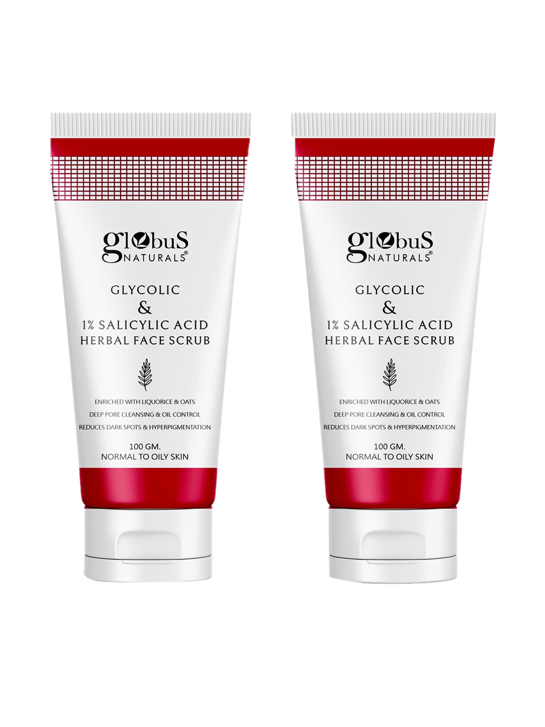 

Globus naturals Set Of 2 Naturals Glycolic & 1% Salicylic Acid Herbal Anti Acne Face Scrub 100gm Each, White