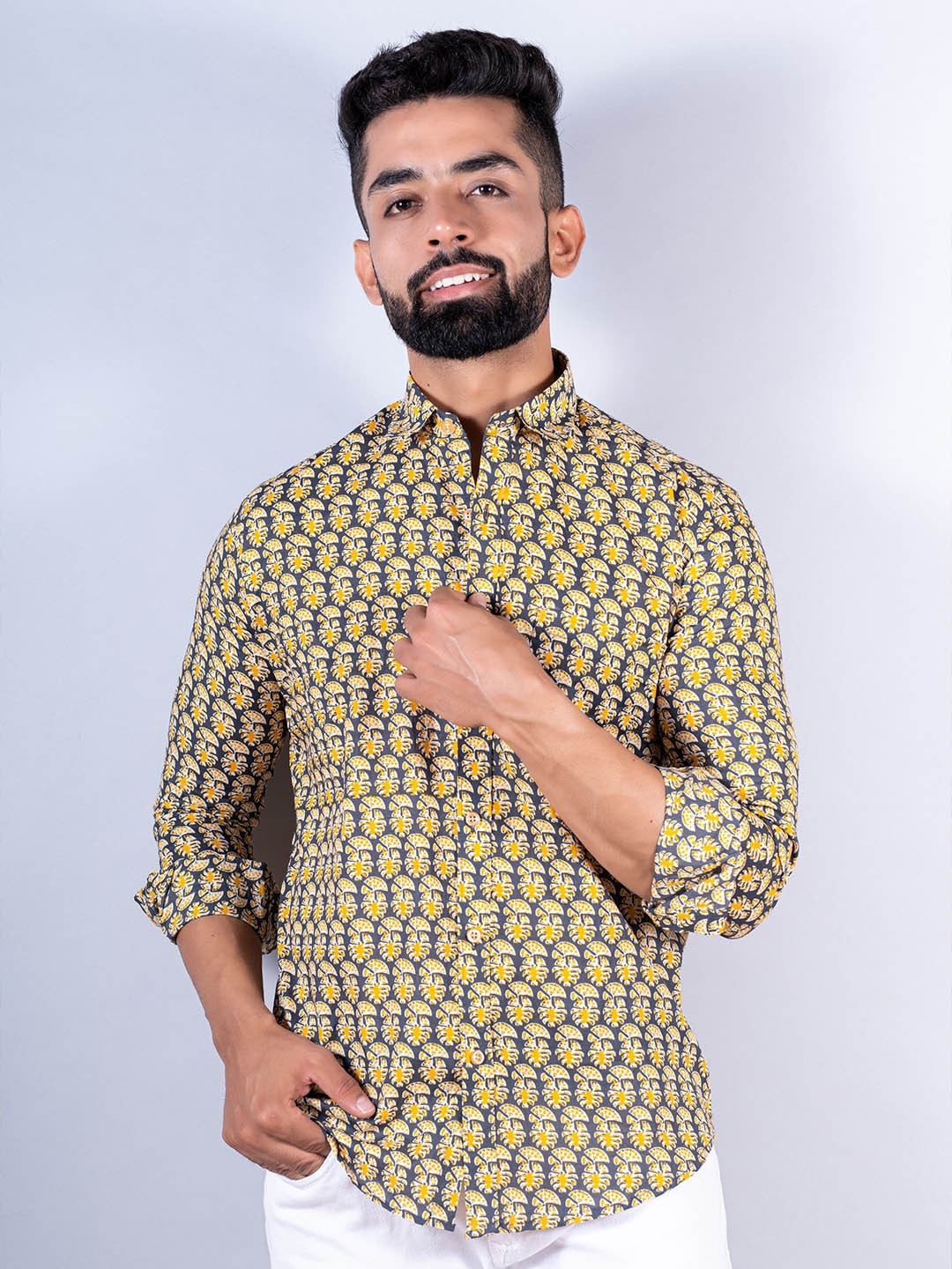 

Tistabene Men Comfort Printed Cotton Casual Shirt, Blue